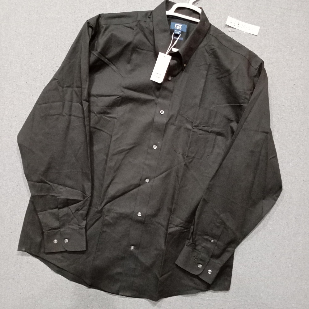 Cutter & Buck Mens XXL Long Sleeve Button Down Easy Care Shirt Black MCW09180